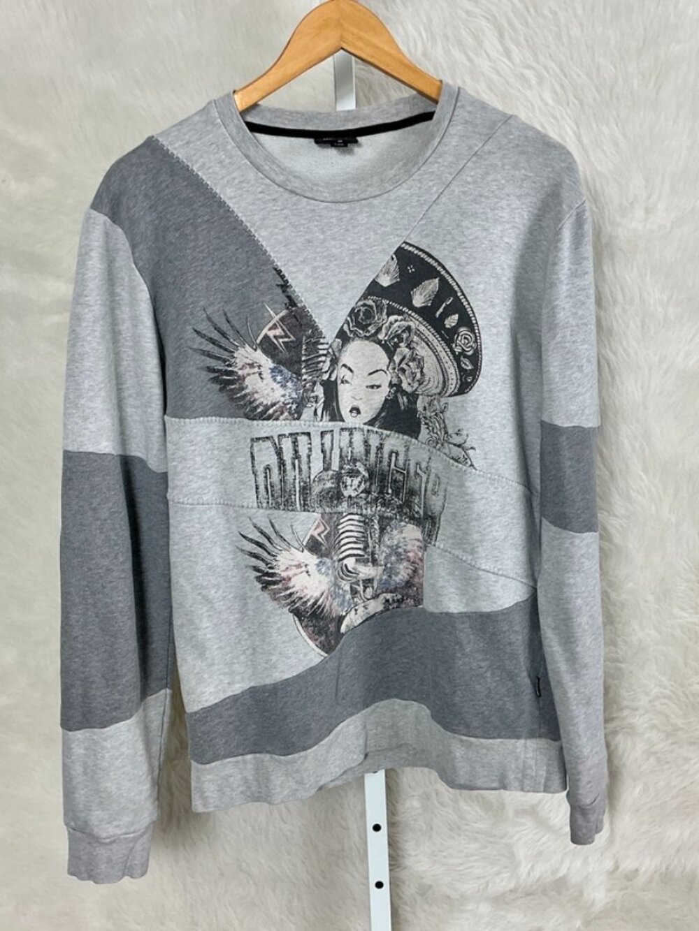 Roberto Cavalli Just Cavalli Gray Graphic Print Patchwork Sweatshirt M